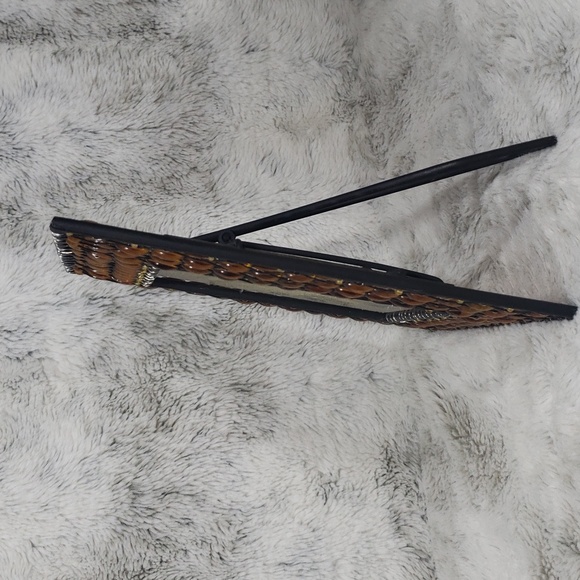 Vintage Metal Picture Frame Boho 70’s Style Orange🧡Stones Beaded Glass - Picture 5 of 11